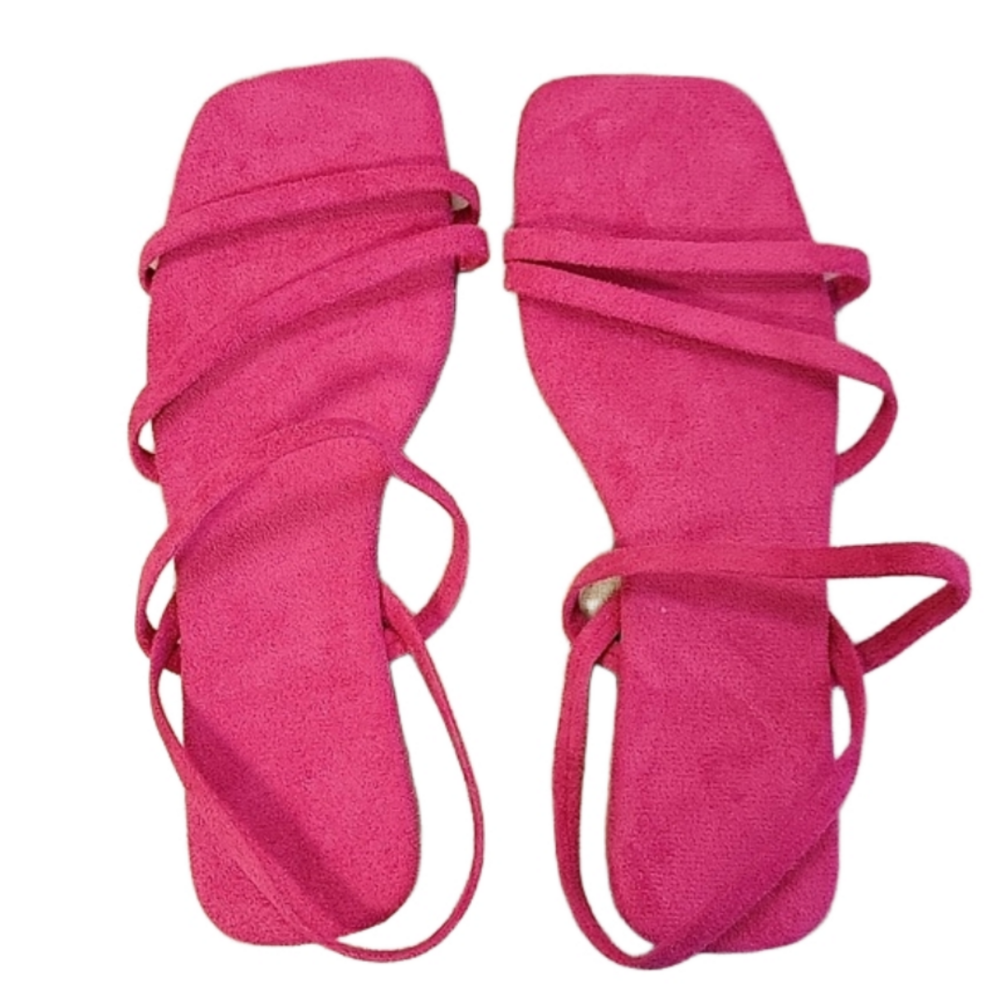 Hot Pink Sueded Slip-on Sandals Size 39 NWOT